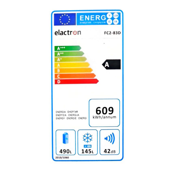 
	Réfrigérateur combiné congélation haut ELACTRON FC2-83D-635L (no frost)