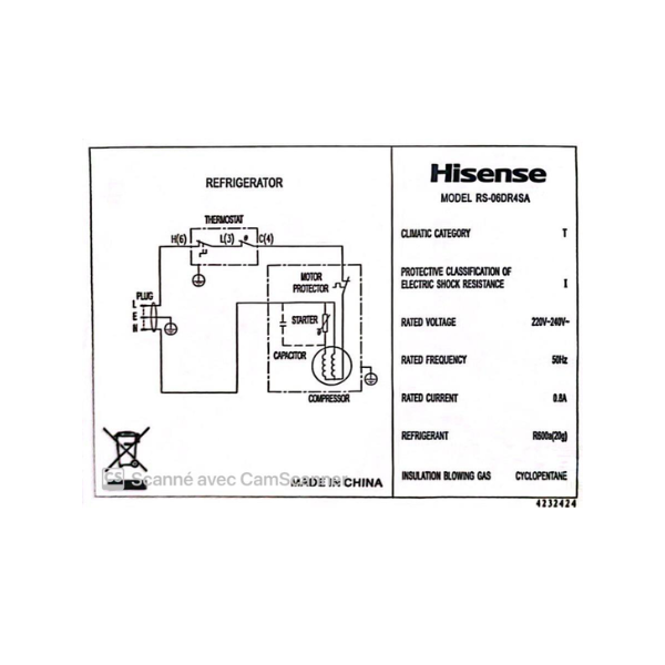 
	Réfrigérateur mini bar Hisense RS-06DR4 – 46 litres
