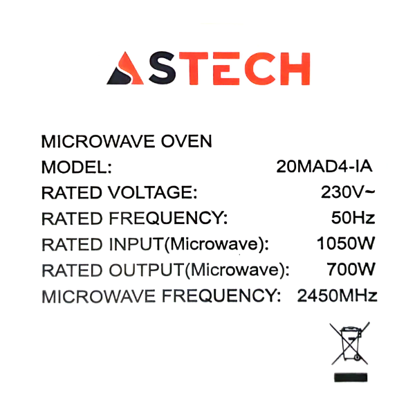 
	Micro-ondes Astech 20MAD4-IA – 20 L