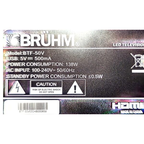 
	Téléviseur Bruhm 50″ BTF-50V Smart Tv -Vidaa U