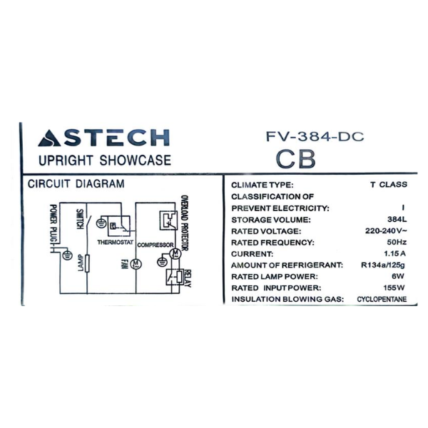 
	Réfrigérateur vitrine Astech FV384AC – 384L