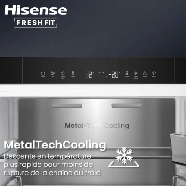
	Réfrigérateur 1 Porte Hisense RL5K370GSFC – 372L, FreshFit, No Frost, Inverter & Connecté WiFi