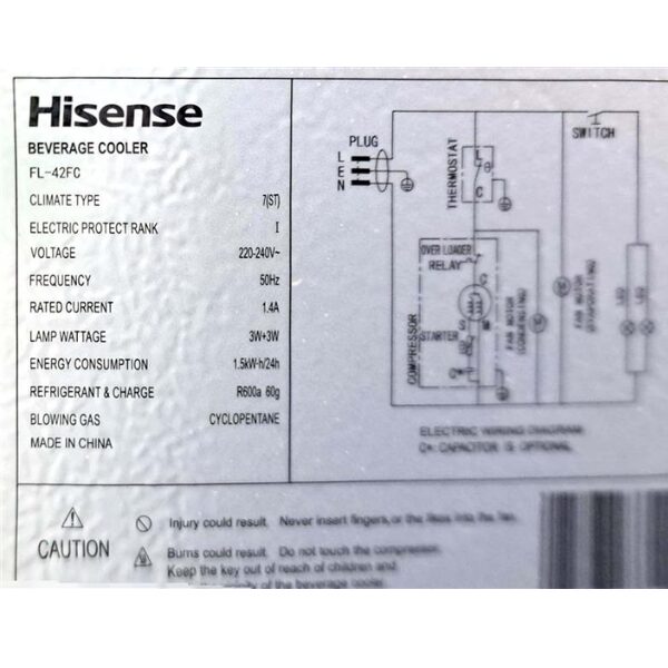 
	Réfrigerateur vitrine Hisense FL42FC 320L