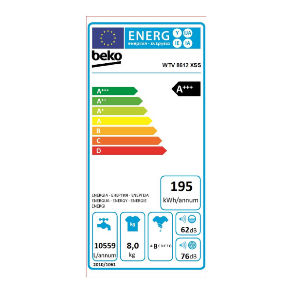 
	Machine à laver Beko WTV8612XSS  A+++ 8kg