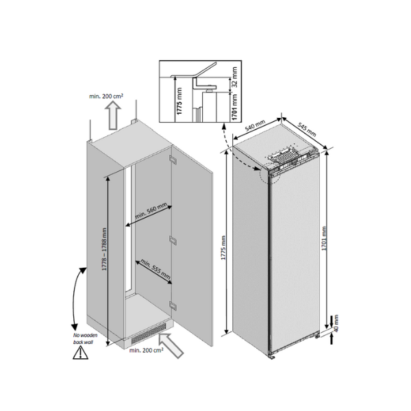 
	Congélateur encastrable vertical Beko BFNA247E30SN – 220L-7T-No Frost