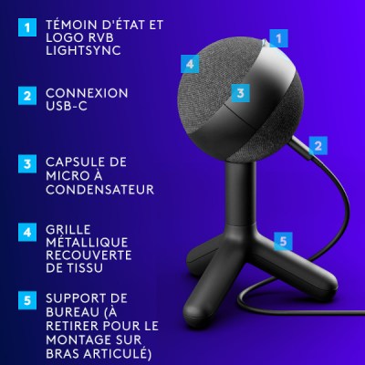 
	Microphone à condensateur Logitech G Yeti Orb USB