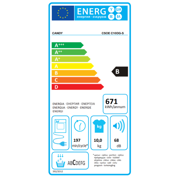 
	Sèche-linge Candy CSOEC10DGS- 10kg(Séchage par Condensation)