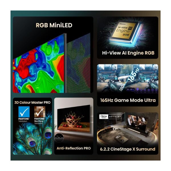 
	Téléviseur Hisense 100″ ULED-X QUANTUM DOT 4K RGB-MINI-LED RGB Mini LED AI Smart TV