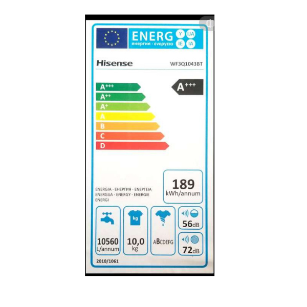 
	Machine à laver Hisense WF3S1043BT – 10 kg-A+++INVERTER