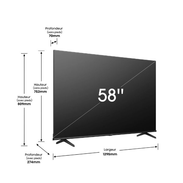 
	Téléviseur Hisense 58″ 58A6K Smart Tv 4K -Vidaa U