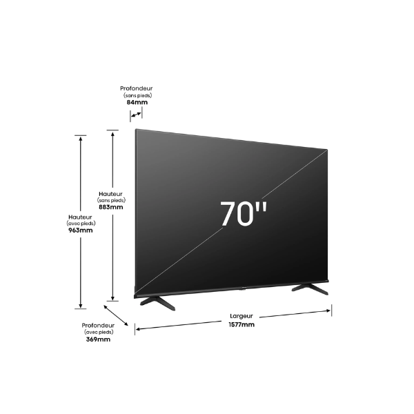 
	Téléviseur Hisense70″ 70A6K Smart Tv 4K -Vidaa U