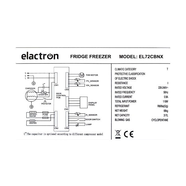 
	Réfrigérateur Combiné Congélation Bas ELACTRON-EL 72CBNX-317L-3T (no frost et fontaine)